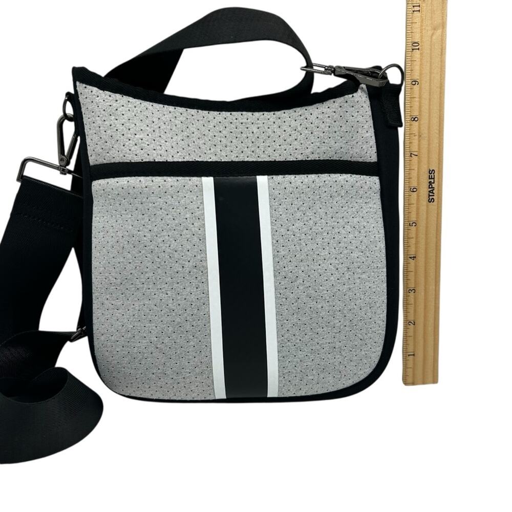 Haute Shore Jeri Cult Crossbody Bag Gray Black Perforated Neoprene Travel Bag - Picture 6 of 9